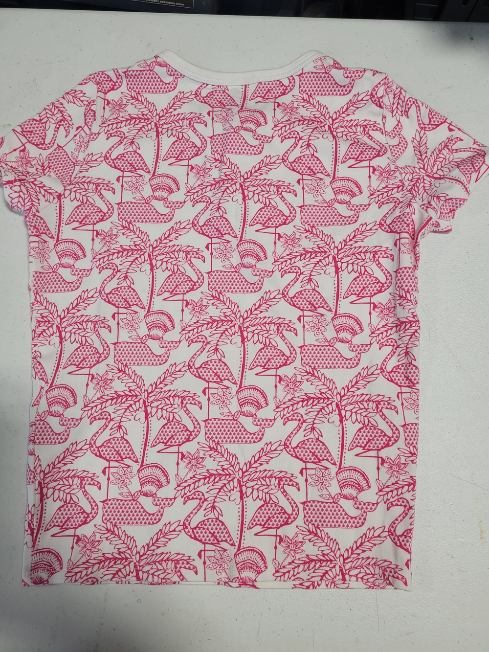 Vineyard Vines White Tee with Hot Pink Flamingo & Palm Print - Picture 3 of 4